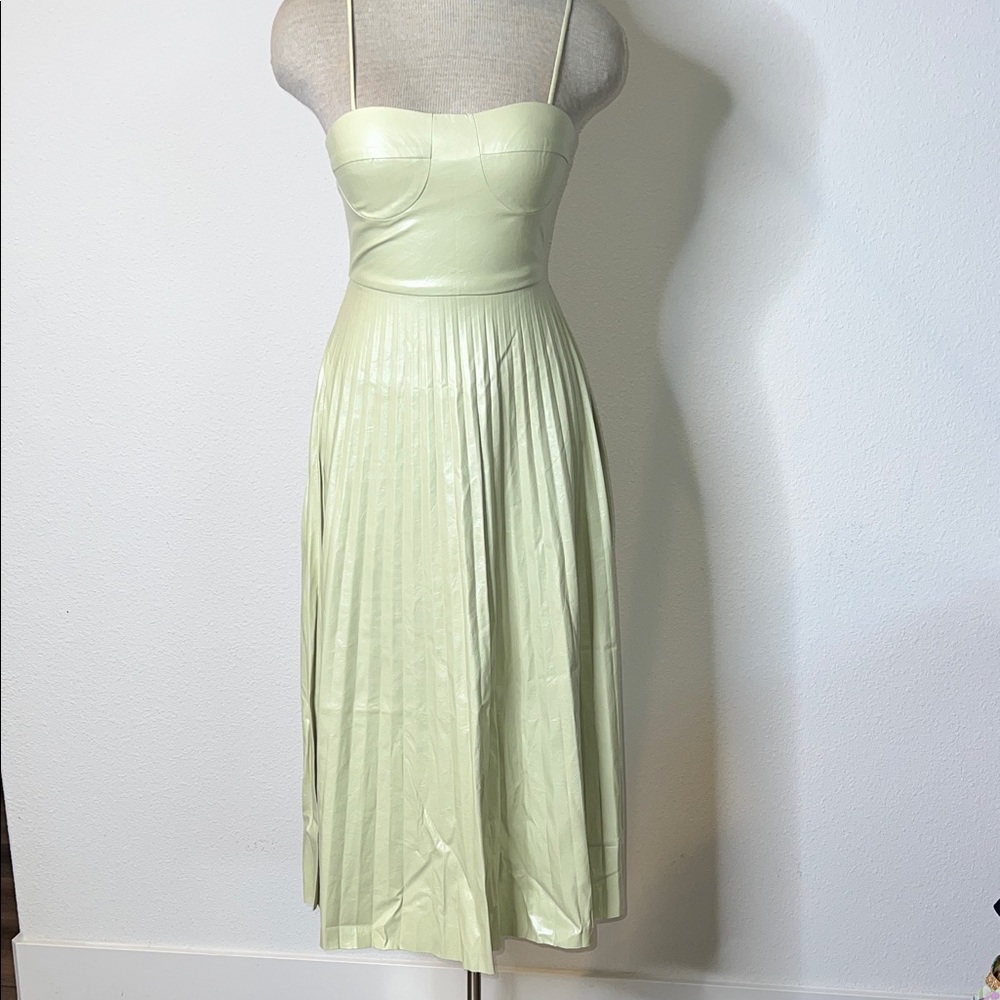 Simonett Faux Leather Corset Style Top with Pleated Skirt Dress